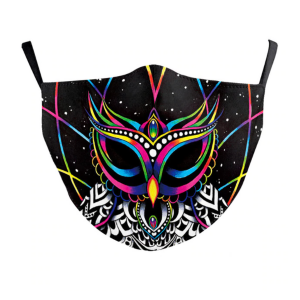 Psychedelic Stoffmaske Damen und Herren | Spiritual Energy Style Maske | Farbige Fashion Maske mit Spirituellen Mustern | Energie Farben und Blumen Stoffmaske | Corona Fashion Designer Maske kaufen