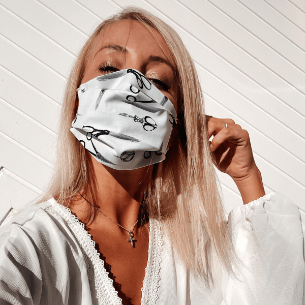 Stoffmaske Maske mit Schere Motiv | Coiffeur Friseur Style Maske