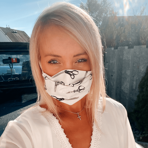 Stoffmaske Maske mit Schere Motiv | Coiffeur Friseur Style Maske