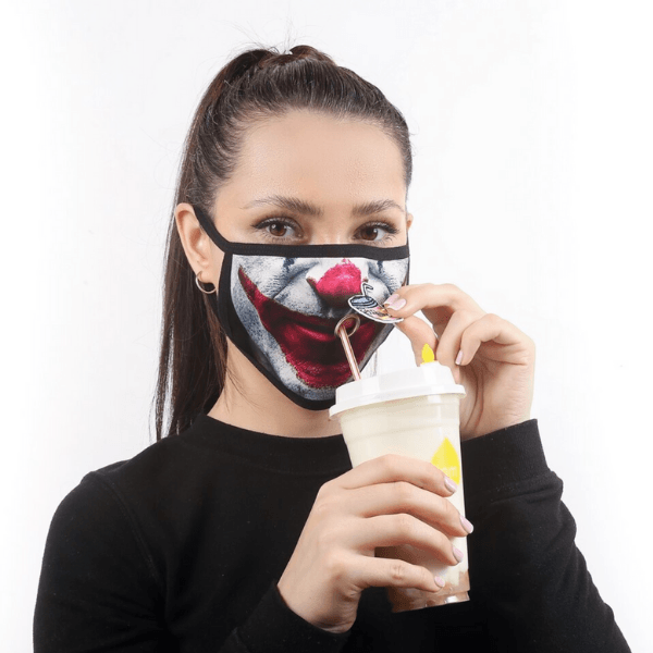 Clown Stoffmaske mit Trinköffnung | Fashion Clown Maske Schweiz | Maske mit Öffnung zum Trinken