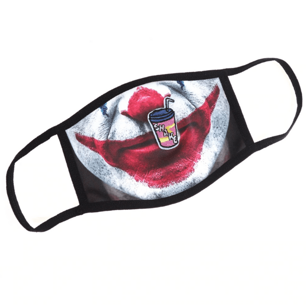 Clown Stoffmaske mit Trinköffnung | Fashion Clown Maske Schweiz | Maske mit Öffnung zum Trinken