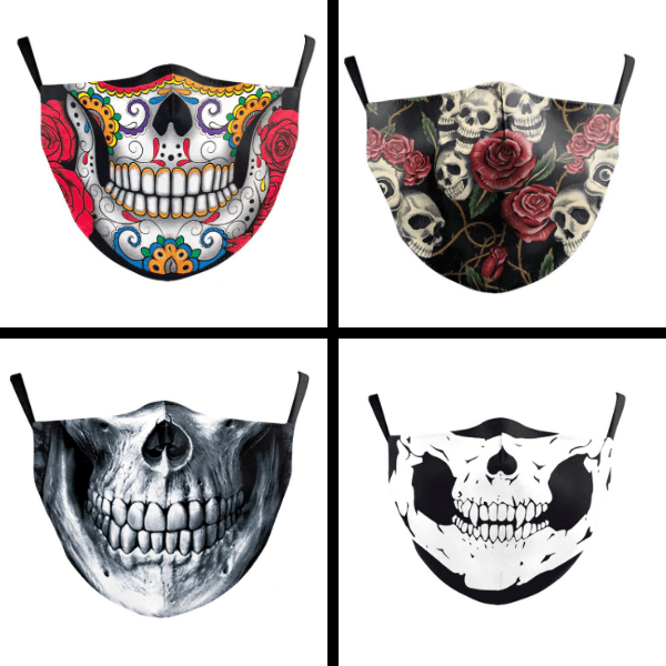 Totenkopf Stoffmaske Gesichtsmaske Mundschutz Corona Schweiz | Maske mit Totenkopf Gesicht | Totenkopf und Rosen Maske für Damen und Herren | Mexikanischer Totenkopf Stoffmaske | Skull Face Masks Schweiz