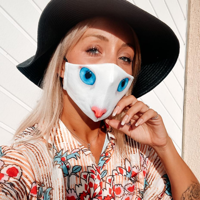 Blaue Maske Cat Eye