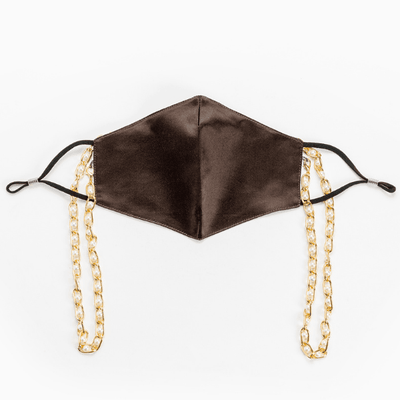 Seidenmaske mit Maskenkette und Stoffbeutel | Perlenkette für Maske | Stoffmaske aus Seide und Baumwolle | Fashion Stoffmaske Schweiz | Exklusive Maske