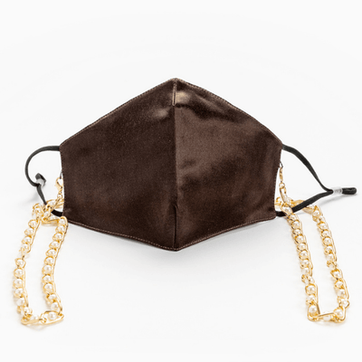 Seidenmaske mit Maskenkette und Stoffbeutel | Perlenkette für Maske | Stoffmaske aus Seide und Baumwolle | Fashion Stoffmaske Schweiz | Exklusive Maske
