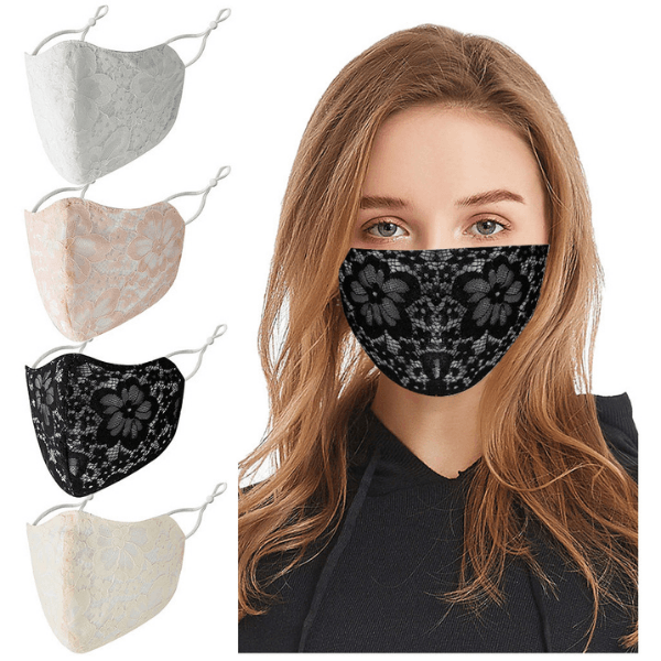 Spitzen Maske für Damen | Stoffmaske aus Spitzen Stoff / Lace | Maske für Hochzeit und andere schöne Events 