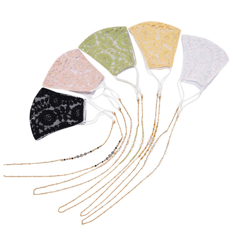 Spitzen Stoffmasken für Damen inklusive Maskenkette