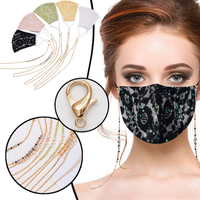 Mundschutz mit Kette fuer Maske in vielen Farben und Muster