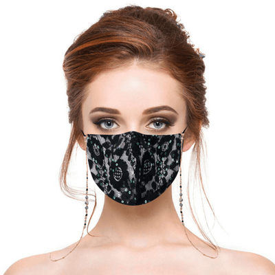 Stoffmasken aus Spitzen Lace Stoff mit schönen Rosen Muster und Pailletten