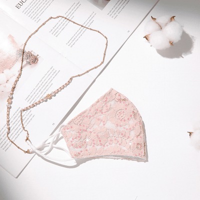 Spitzen Pailletten Glitzer Stoffmasken Mundschutz Stylisch inkl. Maskenkette