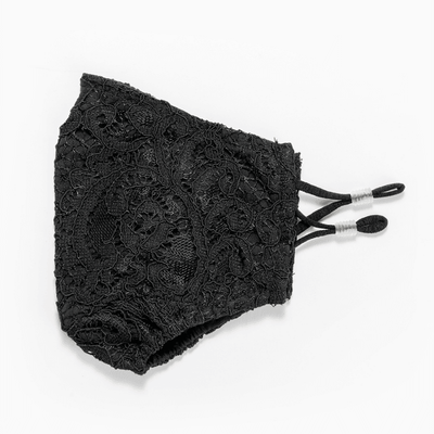 Schwarze Lace Spitzen Stoffmaske Alltagsmaske - Hochwertige Designer Maske