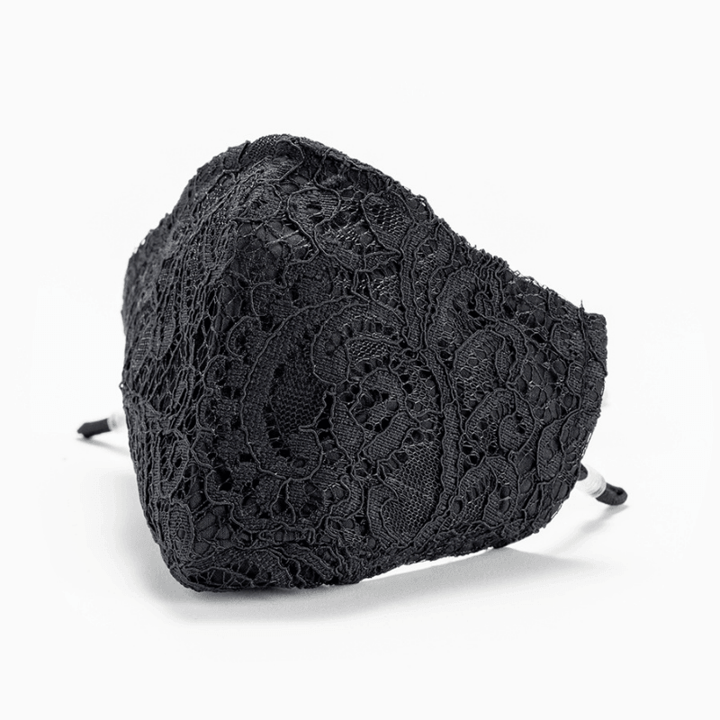 Schwarze Spitzen Stoffmaske - Luxus Designer Mundschutz Masken 