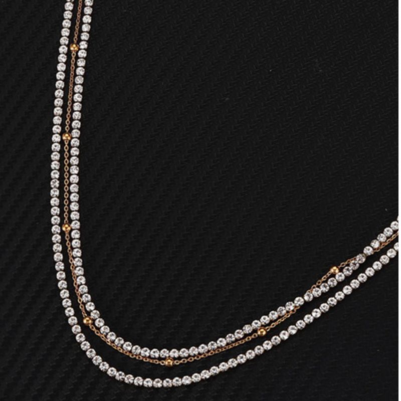 Goldene Damen Bauchkette Bauchschmuck aus Strasssteinen - Edelstahl Bauchkette Wasserfest