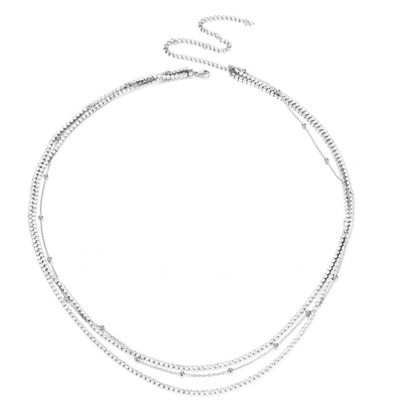 Silberne Strasssteine Bauchkette Bauchschmuck - Bauchketten Set aus 3 diversen Ketten