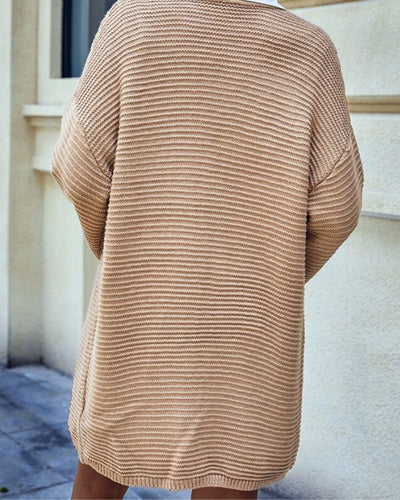 Halblange Damen Strickjacke Cardigan mit Zopfmuster - Beige Damen Strickjacke online bestellen