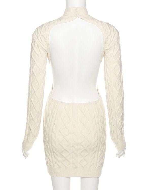 Backless Rueckenfreies Damen Kleid mit Zopfmuster Just Style Fashion - Damen Bekleidung online kaufen