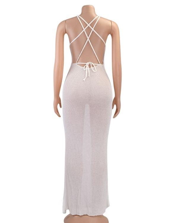Rückenfreies Strandkleid Maxikleid Damen