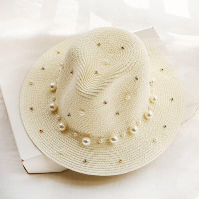 Weisser Damen Sommerhut Strohhut perfekt fuer Strand 