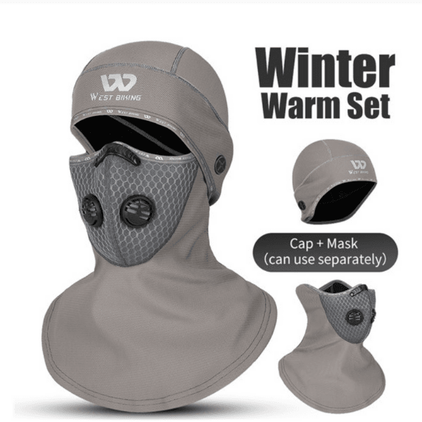 Skimaske für Erwachsene online kaufen | Sturmmaske mit Kopfbedeckung und Filterventil | Grau Halsschlauch Winter Sport