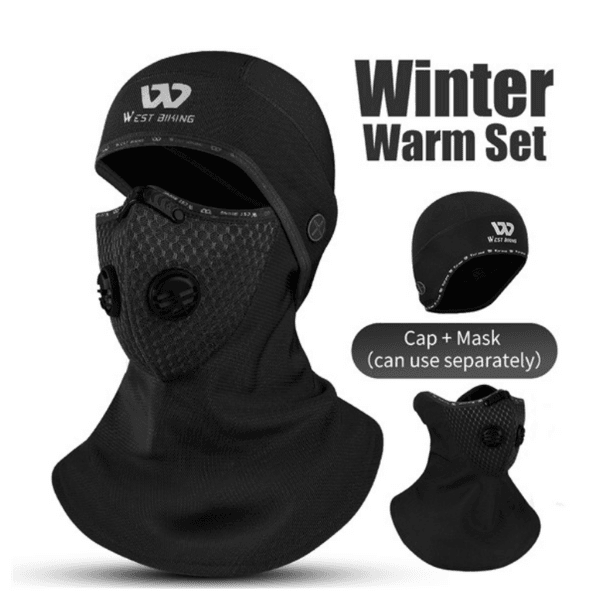 Skimaske für Erwachsene online kaufen | Sturmmaske mit Kopfbedeckung und Filterventil | Schwarzer Halsschlauch Winter Sport