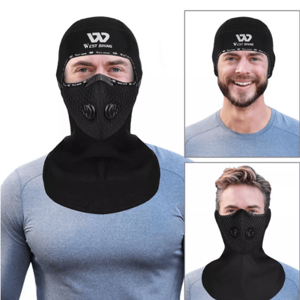 Skimaske für Erwachsene online kaufen | Sturmmaske mit Kopfbedeckung und Filterventil | Schwarzer Halsschlauch Winter Sport
