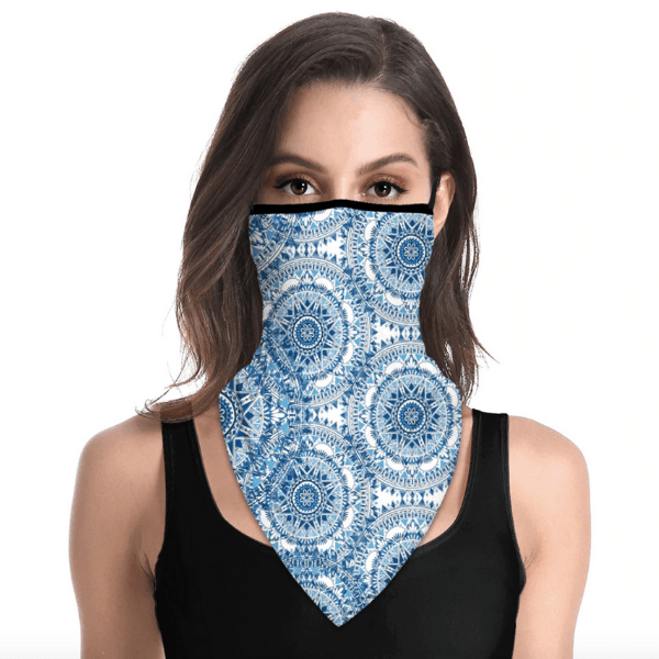 Sturmmaske Balaclava Schalmaske mit Bandana Paisley Muster | Stoffmaske im Schlauch Style für Damen und Herren | Fashion Sturmmasken mit blau-weiss Blumen Bandana Paisley Muster | Schweiz Masken kaufen | Designer Style Masken