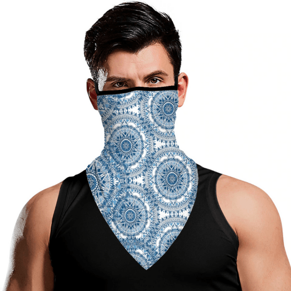 Sturmmaske Balaclava Schalmaske mit Bandana Paisley Muster | Stoffmaske im Schlauch Style für Damen und Herren | Fashion Sturmmasken mit blau-weiss Blumen Bandana Paisley Muster | Schweiz Masken kaufen | Designer Style Masken