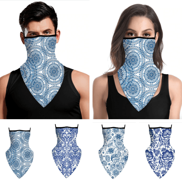 Sturmmaske Balaclava Schalmaske mit Bandana Paisley Muster | Stoffmaske im Schlauch Style für Damen und Herren | Fashion Sturmmasken mit blau-weiss Blumen Bandana Paisley Muster | Schweiz Masken kaufen | Designer Style Masken