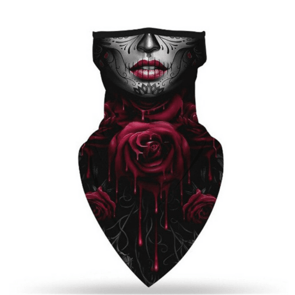 Sturmmaske Balaclava mit Totenkopf und Rosen | Skelett Totenkopf Stoffmasken | Fashion Schalmasken mit im Mexican Skull Style | Fashion Sturmmasken Schweiz kaufen