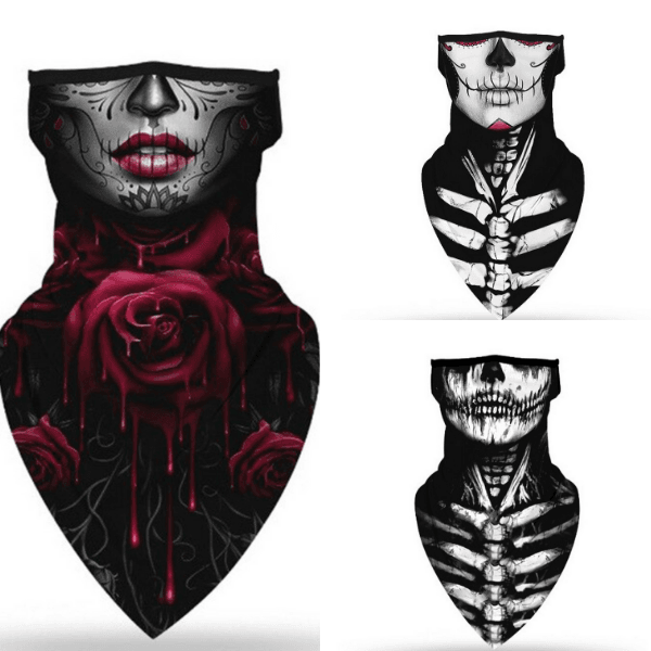 Sturmmaske Balaclava mit Totenkopf und Rosen | Skelett Totenkopf Stoffmasken | Fashion Schalmasken mit im Mexican Skull Style | Fashion Sturmmasken Schweiz kaufen