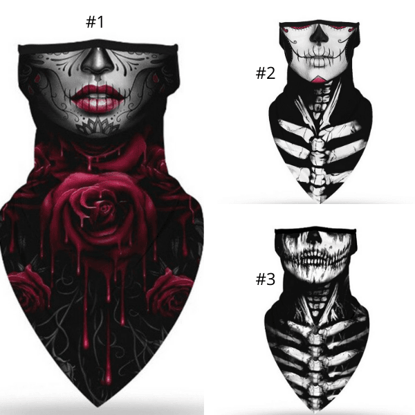 Sturmmaske Balaclava mit Totenkopf und Rosen | Skelett Totenkopf Stoffmasken | Fashion Schalmasken mit im Mexican Skull Style | Fashion Sturmmasken Schweiz kaufen