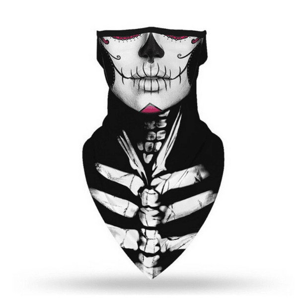 Sturmmaske Balaclava mit Totenkopf und Rosen | Skelett Totenkopf Stoffmasken | Fashion Schalmasken mit im Mexican Skull Style | Fashion Sturmmasken Schweiz kaufen