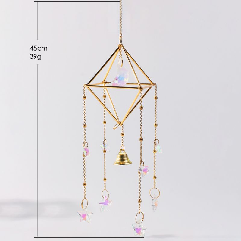 Suncatcher in goldener quadratischer Form mit Mond und Stern Symbolen