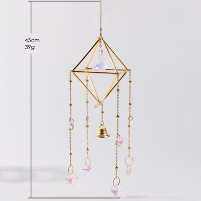 Suncatcher in goldener quadratischer Form mit Mond und Stern Symbolen