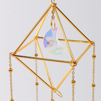 Kubus Quadratischer Form Sonnenfanger Suncatcher Windspiel mit Mond Kristallstein 
