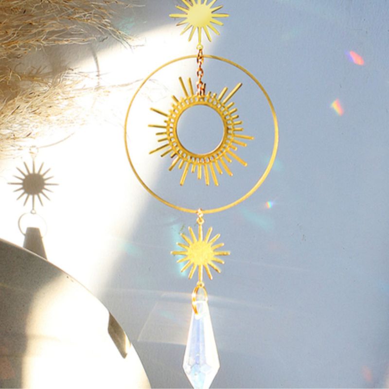 Goldene Sonne als Sun Catcher fuer dein Fenster - Harmonisches Sonnen Licht in deiner Wohnung 