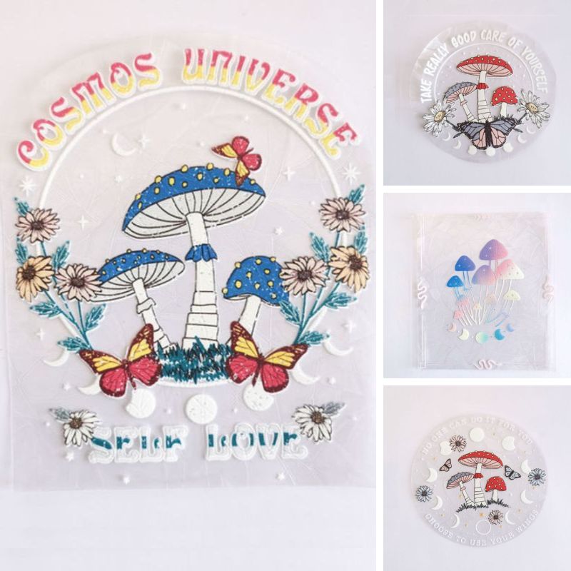 Magical Mushroom Sun Catcher Sticker Aufkleber mit Pilz Symbolen 