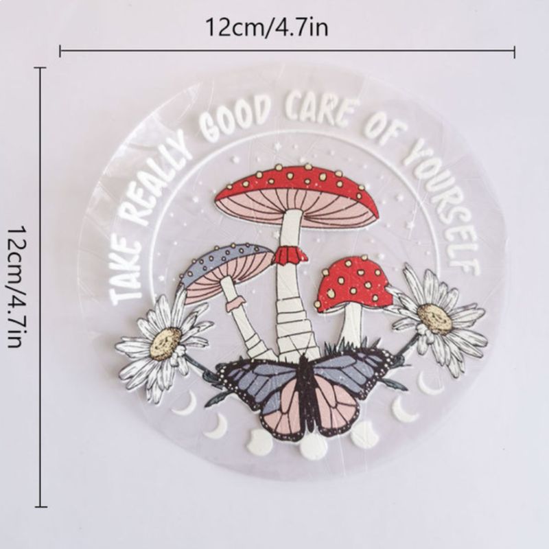 Take really good care of yourself - Mushroom Schmetterling Aufkleber Sticker fuer Regenbogen Farben Licht in deinem Zimmer 