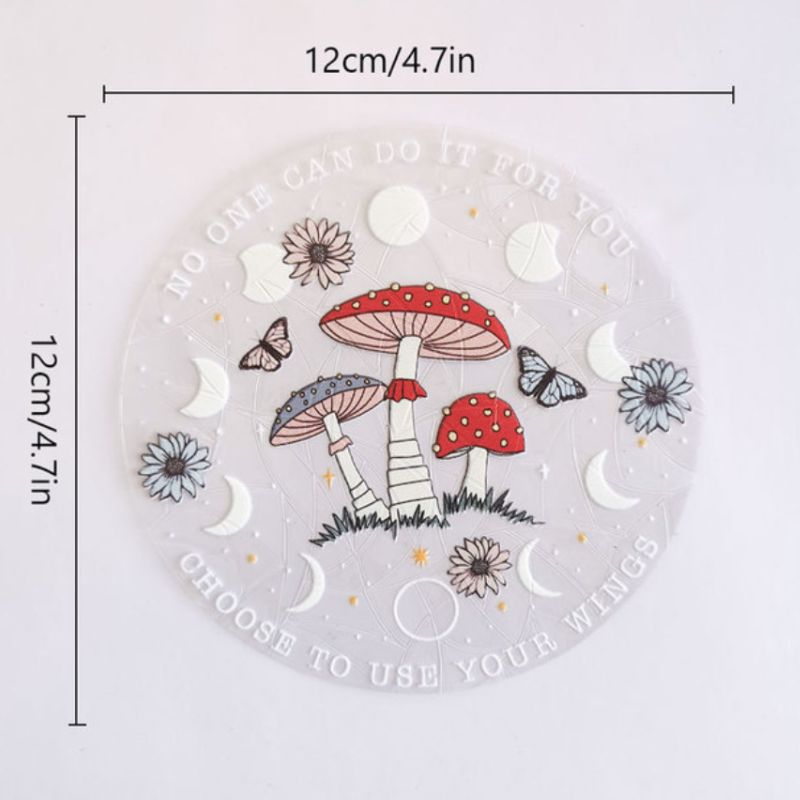 Sonnenfaenger Sun Catcher Sticker mit Mushroom Pilz und Mondphasen Print
