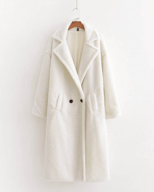 Teddy Mantel Damen | Teddy Kuschel Jacke Schweiz kaufen | Weisser langer Teddy Mantel