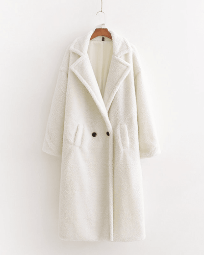 Teddy Mantel Damen | Teddy Kuschel Jacke Schweiz kaufen | Weisser langer Teddy Mantel