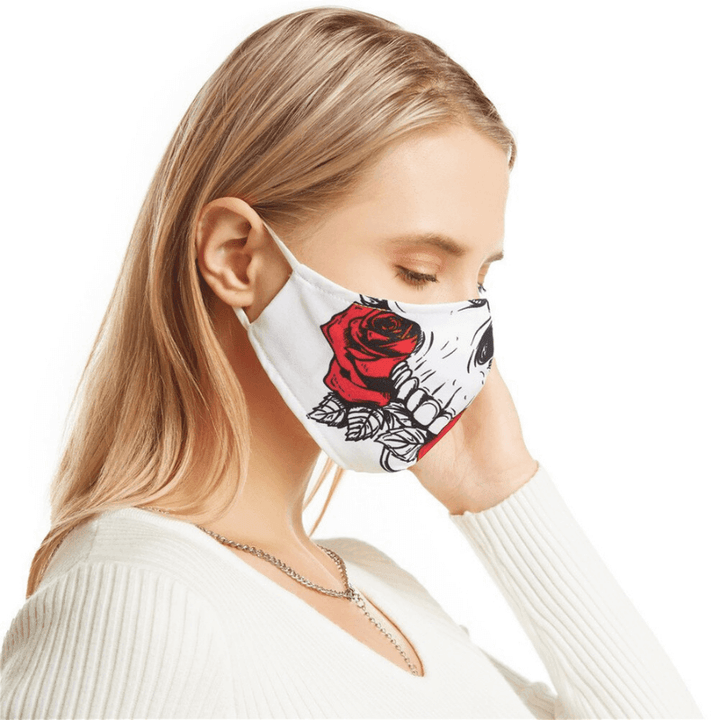 Stoffmasken Community Mask Totenkopf Skull Rosen rot