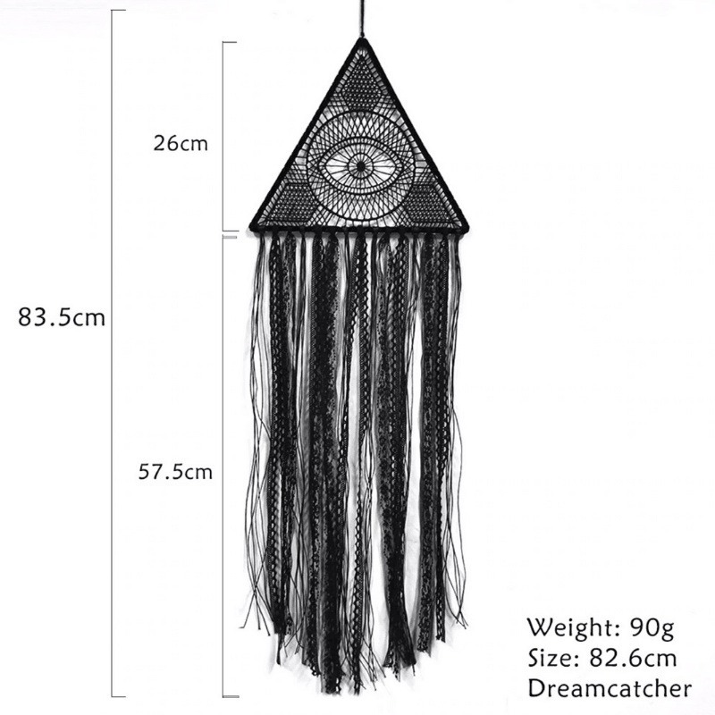 Dreieck mit Auge Symbol in der Mitte und Fransen in schwarz