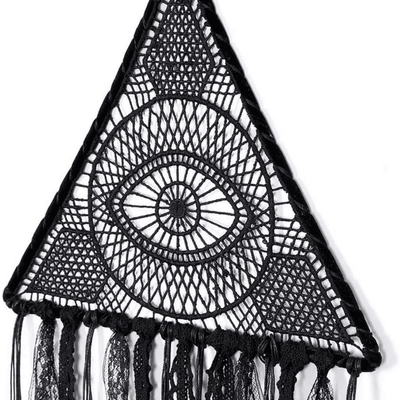 Schwarzer Dreamcatcher mit gewebtem Auge - Boho Home Style