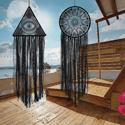 Traumfänger Dreamcatcher schwarz - Auge im Dreieck - Mandala im Kreis