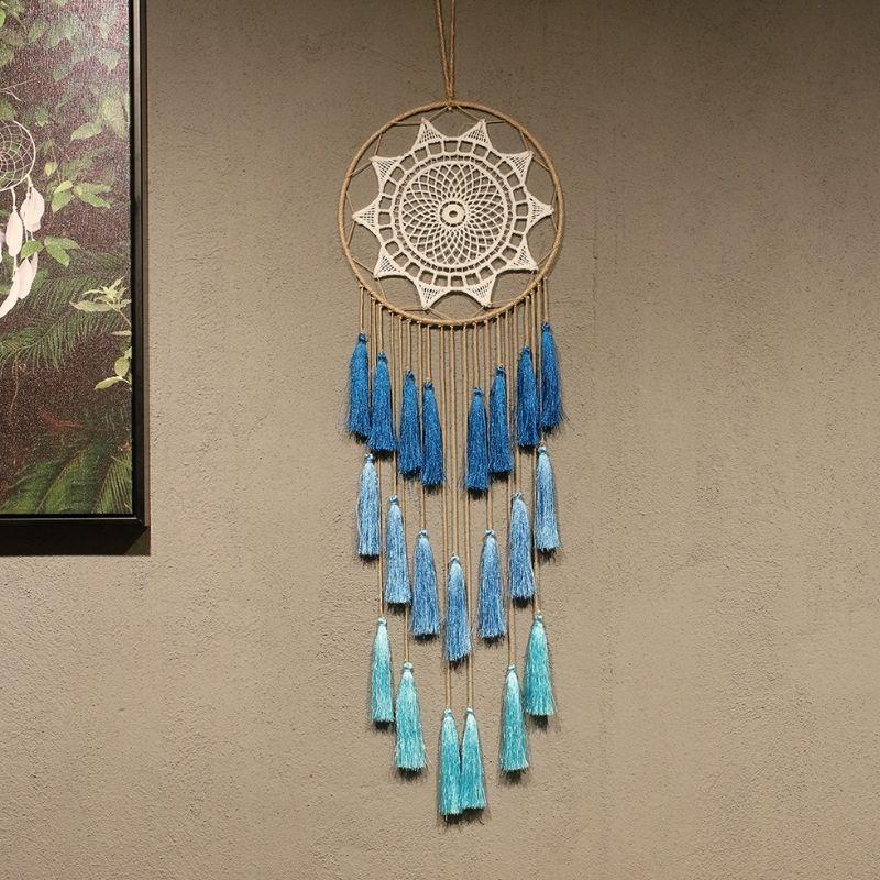 Blauer Traumfänger Dreamcatcher im Boho Hippie Style 
