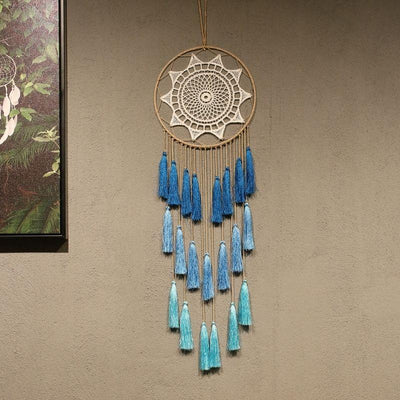 Blauer Traumfänger Dreamcatcher im Boho Hippie Style 
