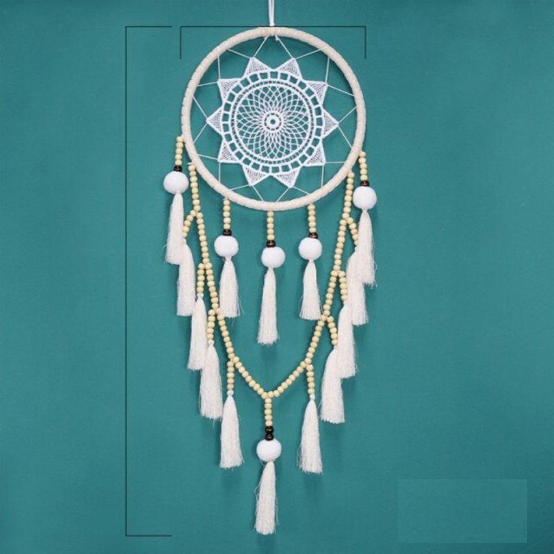 Weisser Boho Traumfänger Dream Catcher Wanddekoration