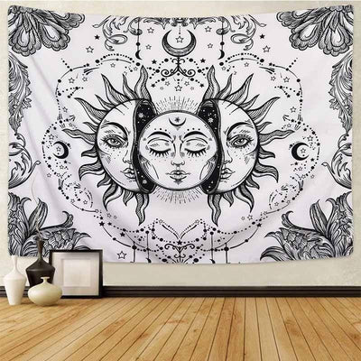 Boho Wand Dekoration Zuhause mit Mond Sonne und Sternen Symbolen