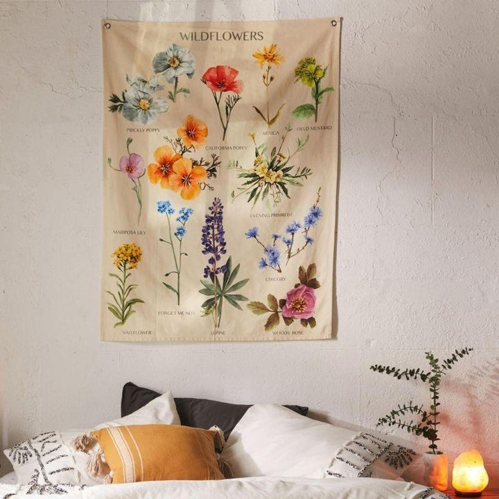 Wandtuch Wildflower Wilde Blumen - Wand Dekoration im Bohemian Style - Boho Home Deko
